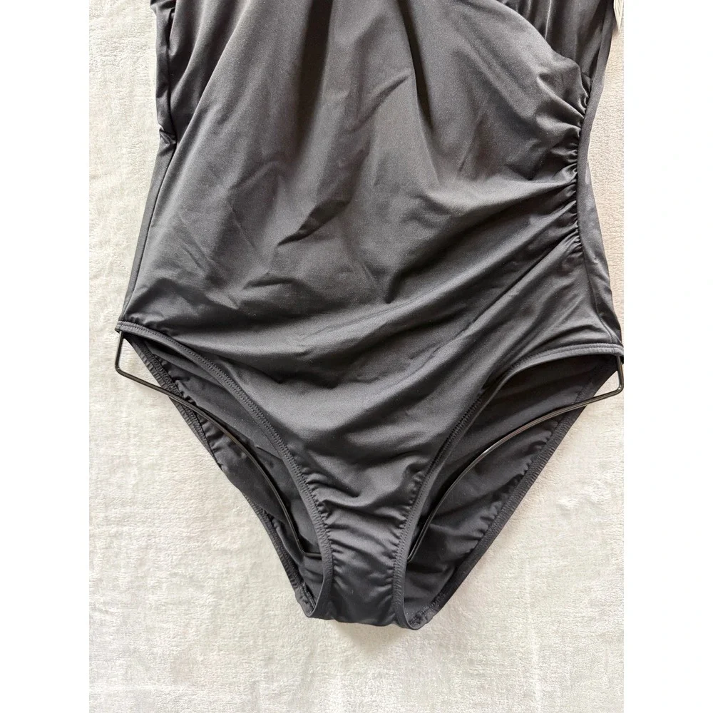 Lauren Ralph Lauren Womens Black Halter O-Ring One Piece Swimsuit $160 Size 12